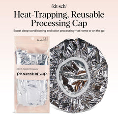 Kitsch heat cap on head during coloring for efficient heat retention