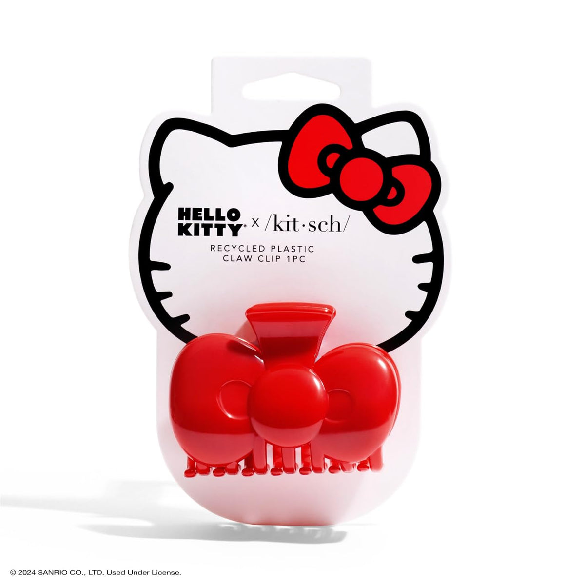 Kitsch Hello Kitty hair clip with red bow offers strong hold for all-day style.
