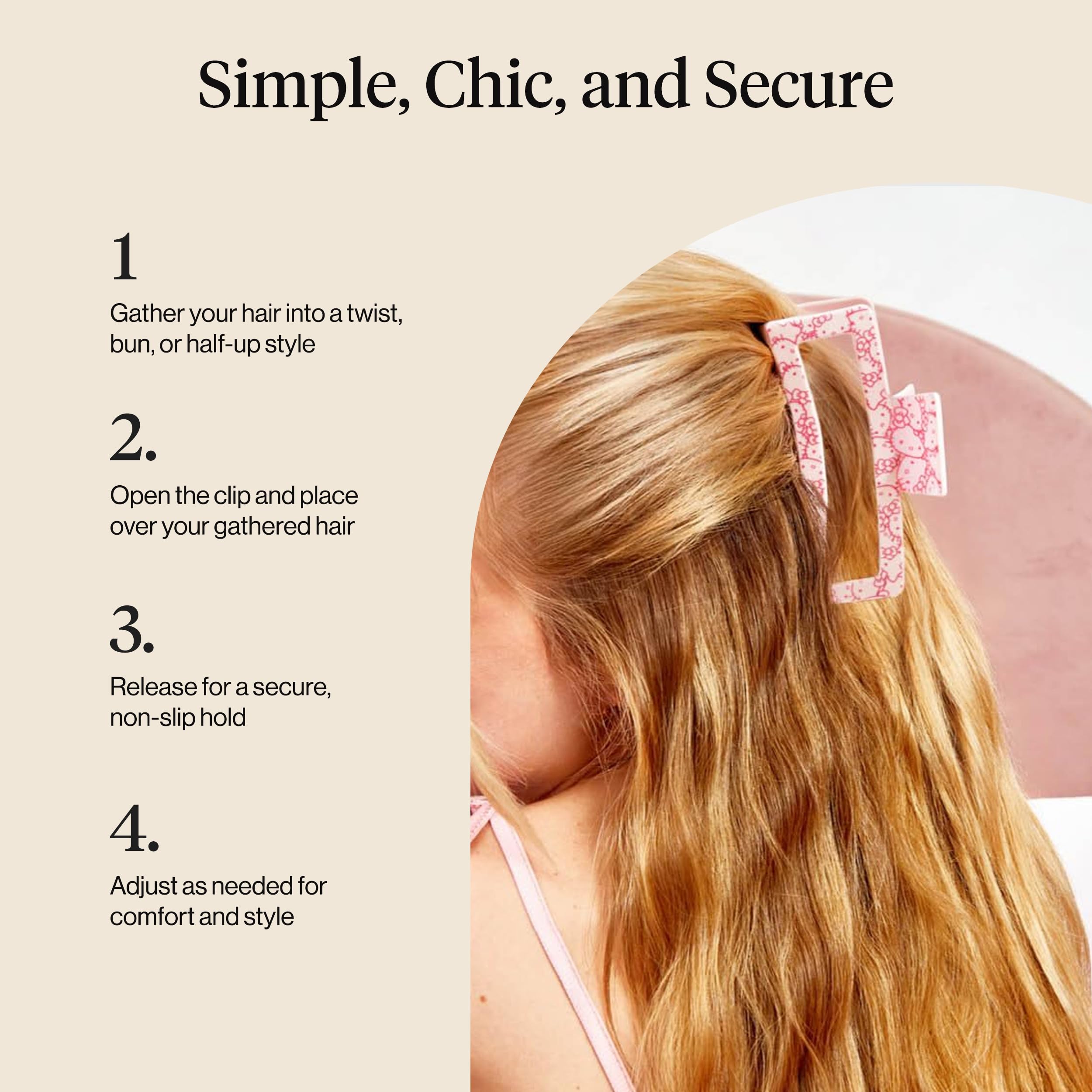 Pinza jumbo Hello Kitty rosa, regalo perfecto para amantes del cabello.