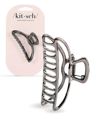 Kitsch hematite metal hair clip front view shows sleek, secure hold for daily styling