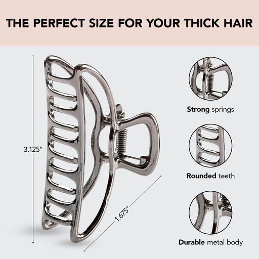 Kitsch hematite metal hair clip side view highlights durable design for all hair types