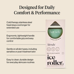 Kitsch Ice Roller around the eye area stimulates circulation for a brighter look