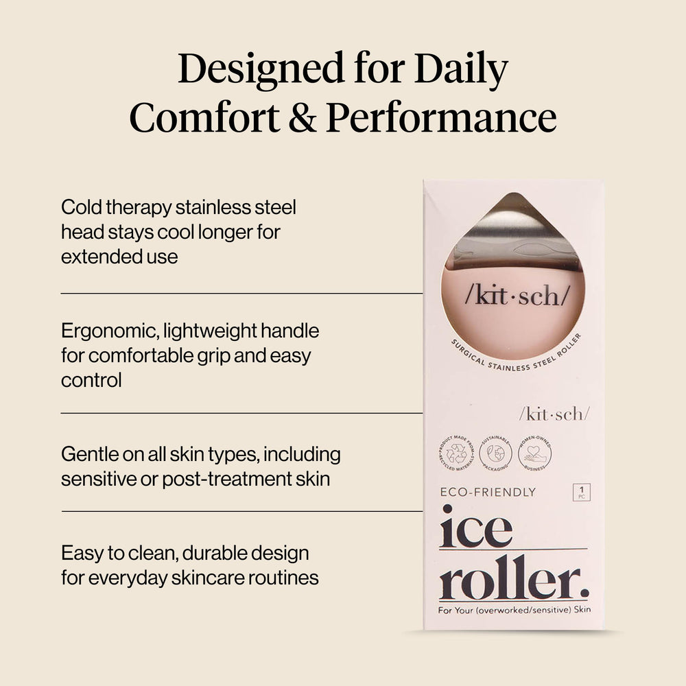 Kitsch Ice Roller targets the jawline with refreshing massage.