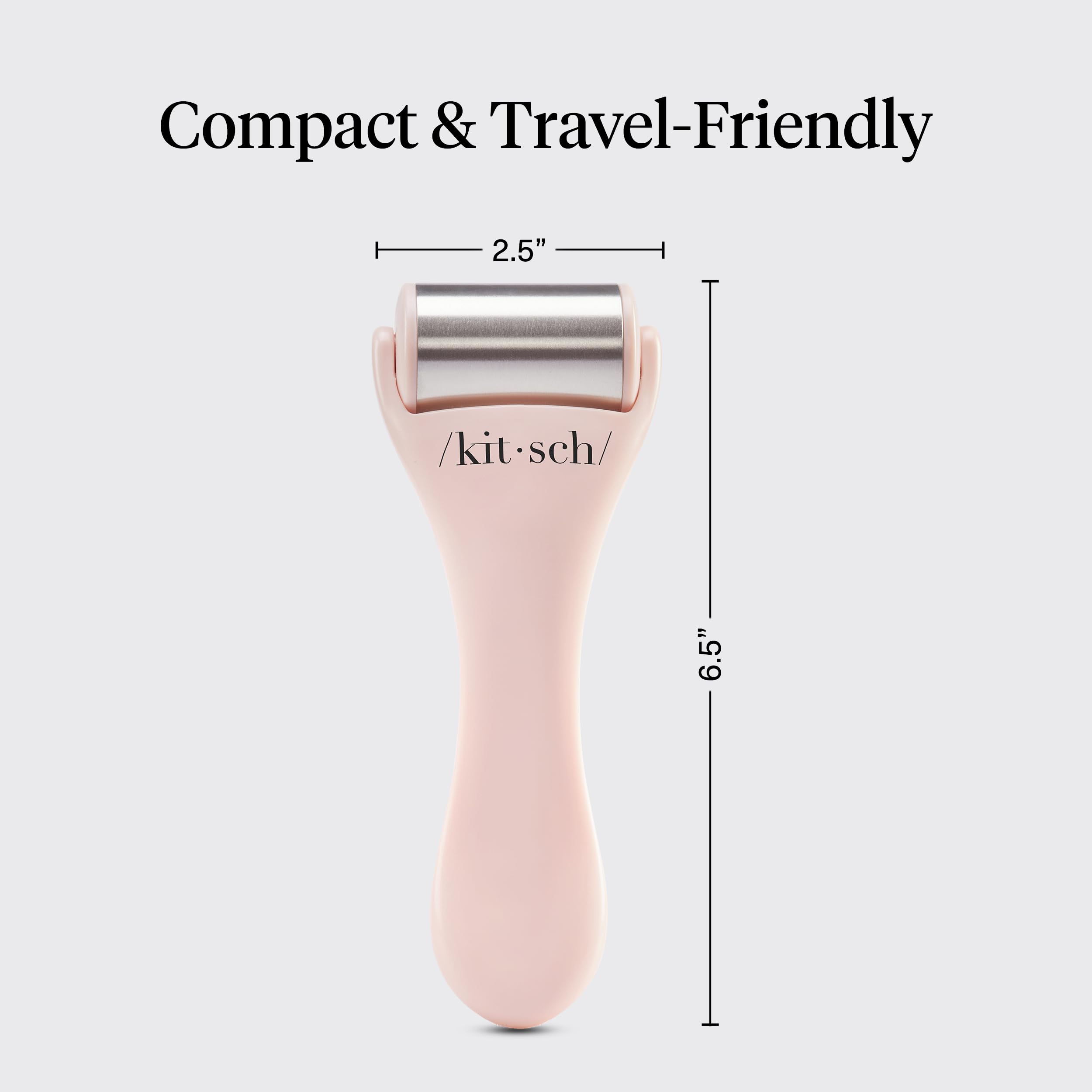 Kitsch Ice Roller has pink handle for stylish skincare rituals.