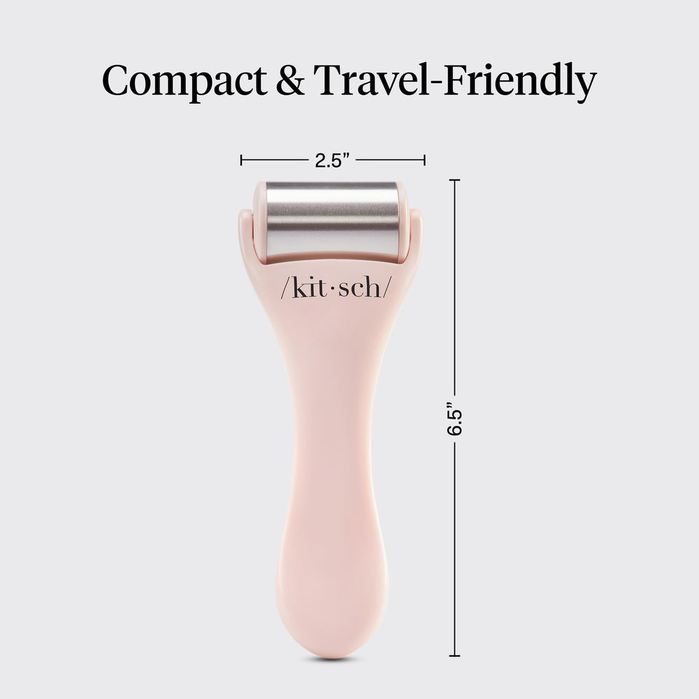 Kitsch Ice Roller has pink handle for stylish skincare rituals.