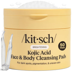 Kitsch Kojic Acid Pads con cúrcuma y Cica para rostro, brillo suave