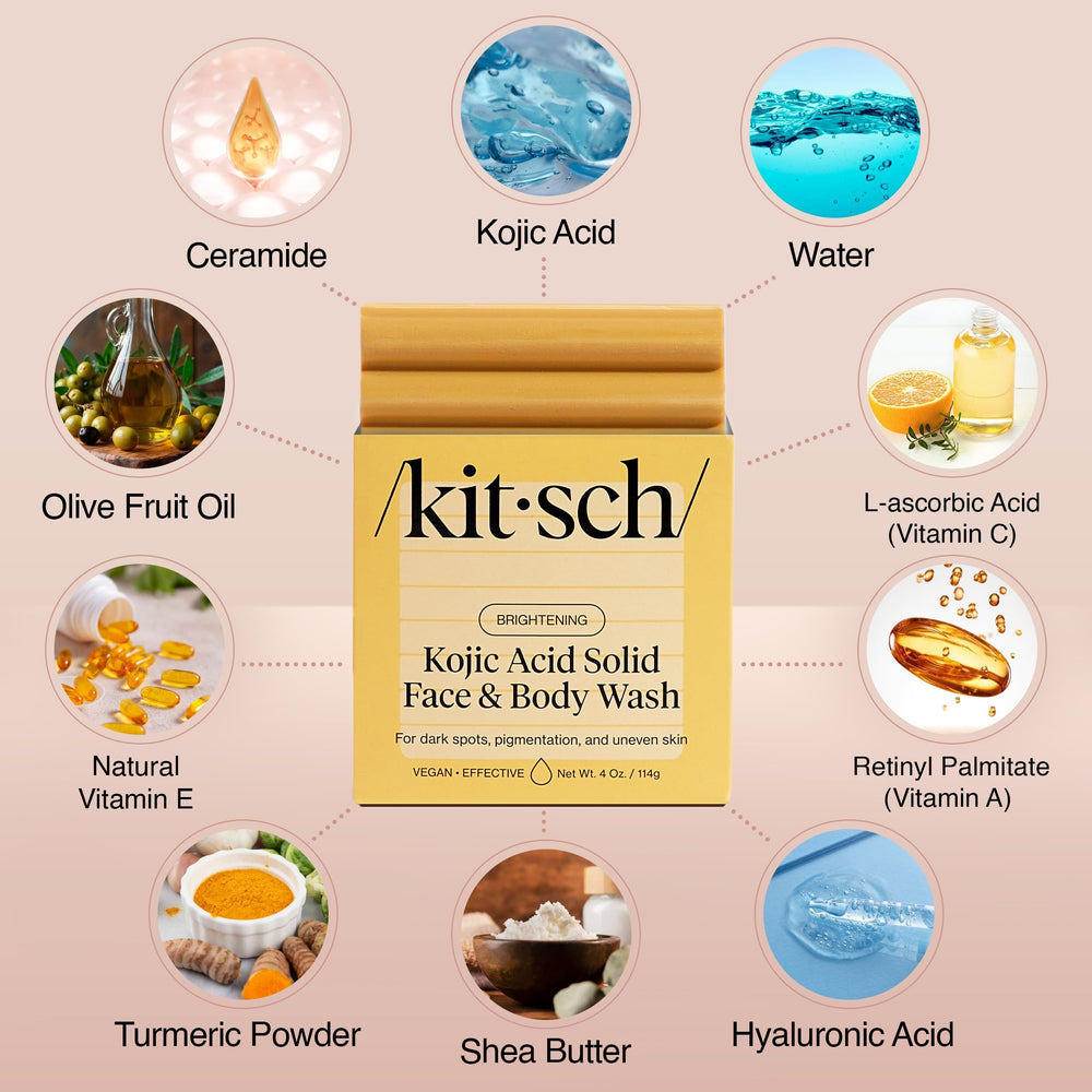 Kitsch Kojic Turmeric Soap Bar: espuma cremosa para limpieza suave.