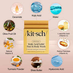 Kitsch Kojic Turmeric Soap Bar: espuma cremosa para limpieza suave.