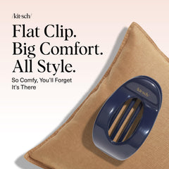 Kitsch Large Flat Claw Clip on head demonstrates secure grip for hair.