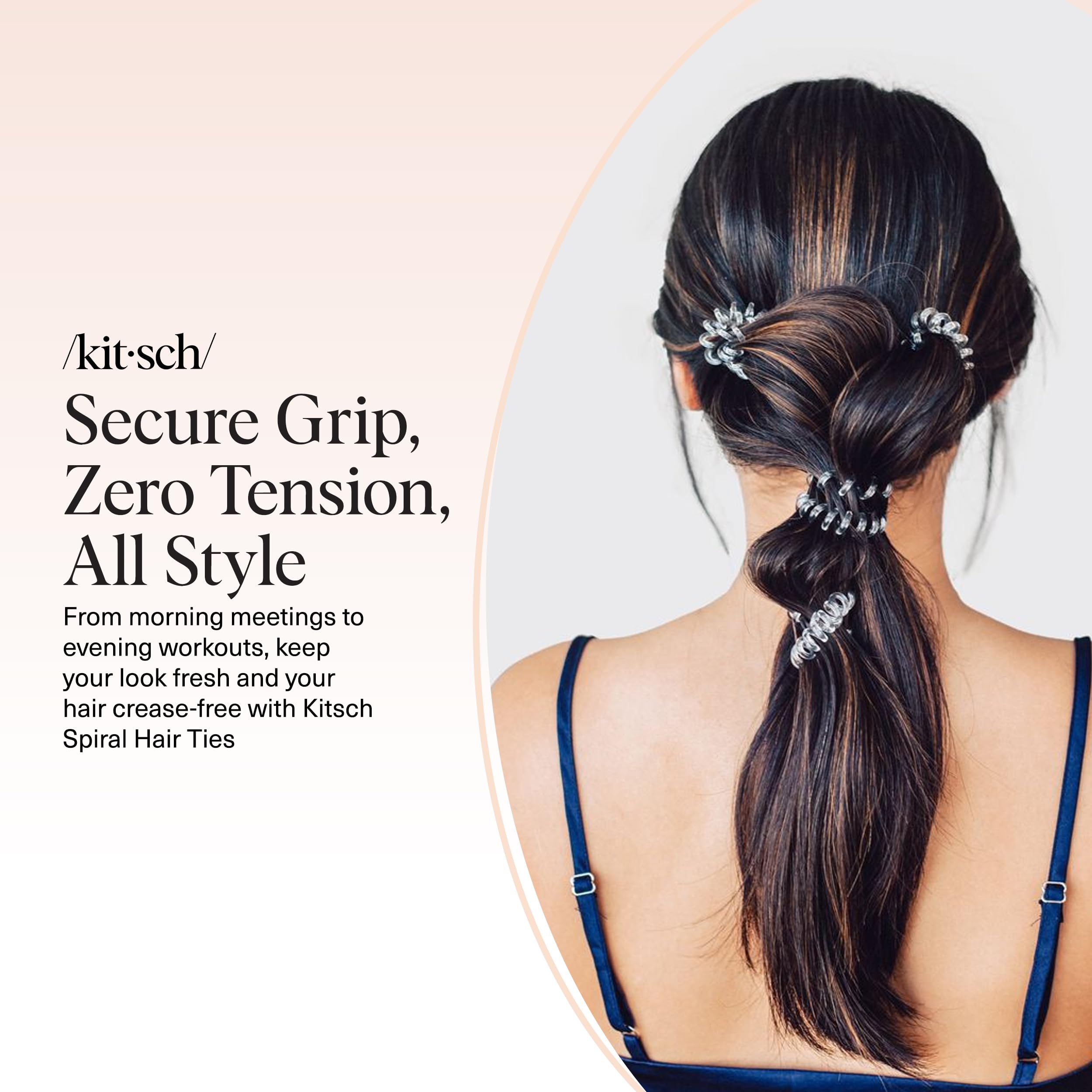 Kitsch lazos espiral transparente, práctico conjunto de 8 piezas para peinado