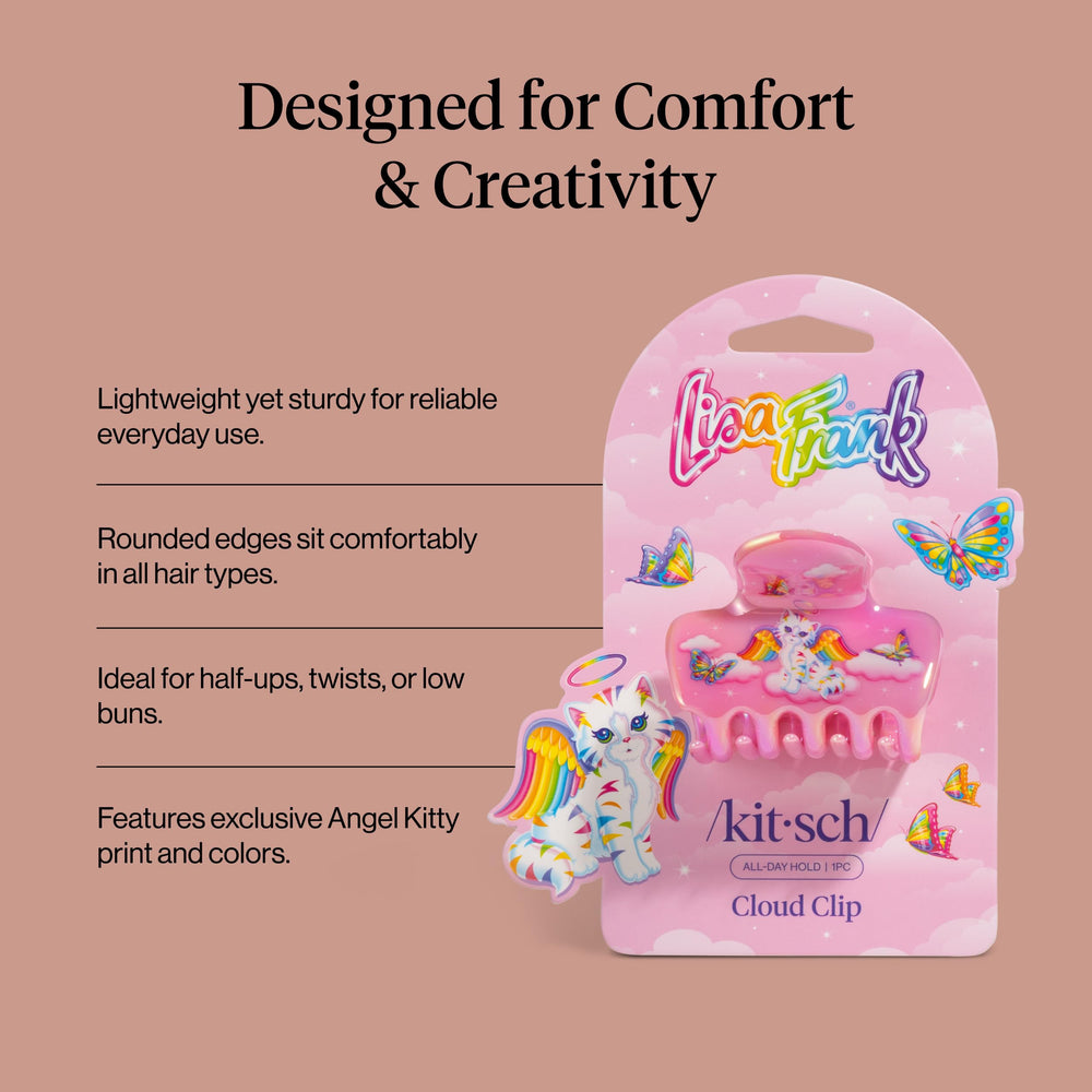 Pinza Lisa Frank x Kitsch para moño bajo, cómoda y con estilo.