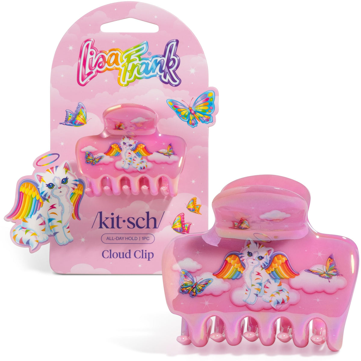 Pinza Lisa Frank x Kitsch en forma de nube para estilo audaz y cómodo.