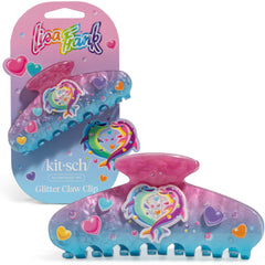 Pinza Kitsch Lisa Frank con delfines bailando y purpurina; ideal para peinados brillantes diarios.