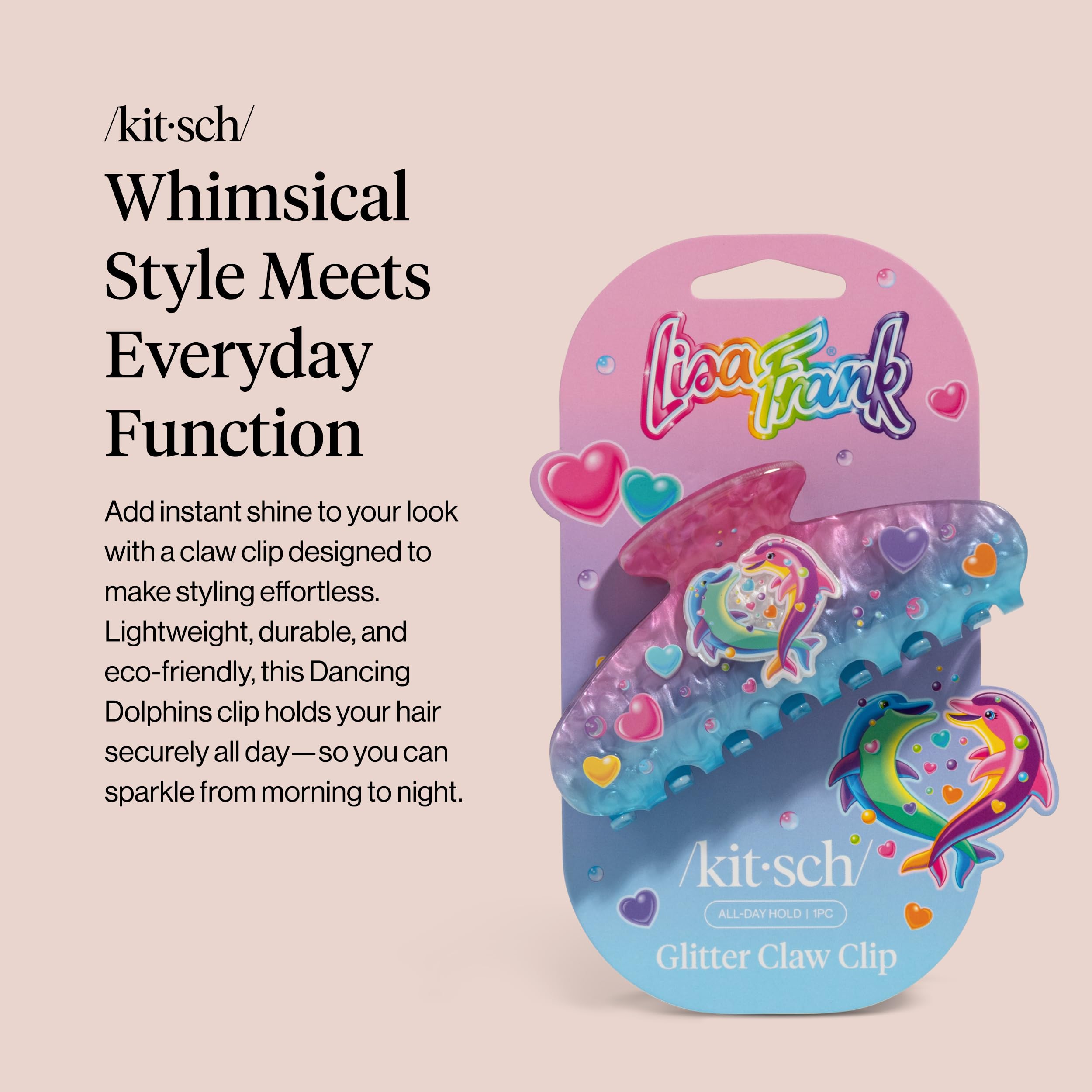 Pinza de pelo Kitsch Lisa Frank con agarre firme para cabello seguro.
