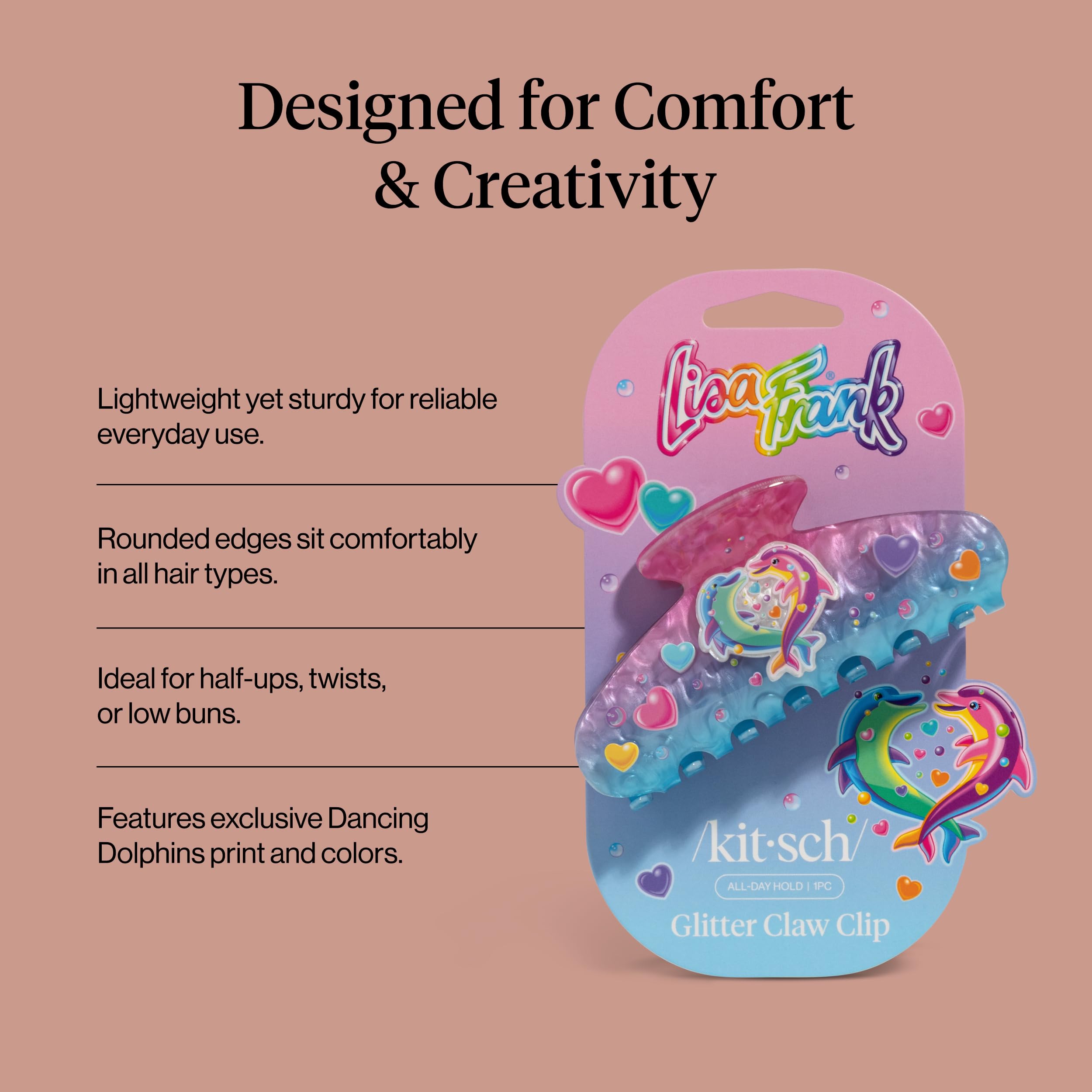 Regalo ideal para mujeres: pinza Kitsch Lisa Frank con purpurina y diseño alegre.