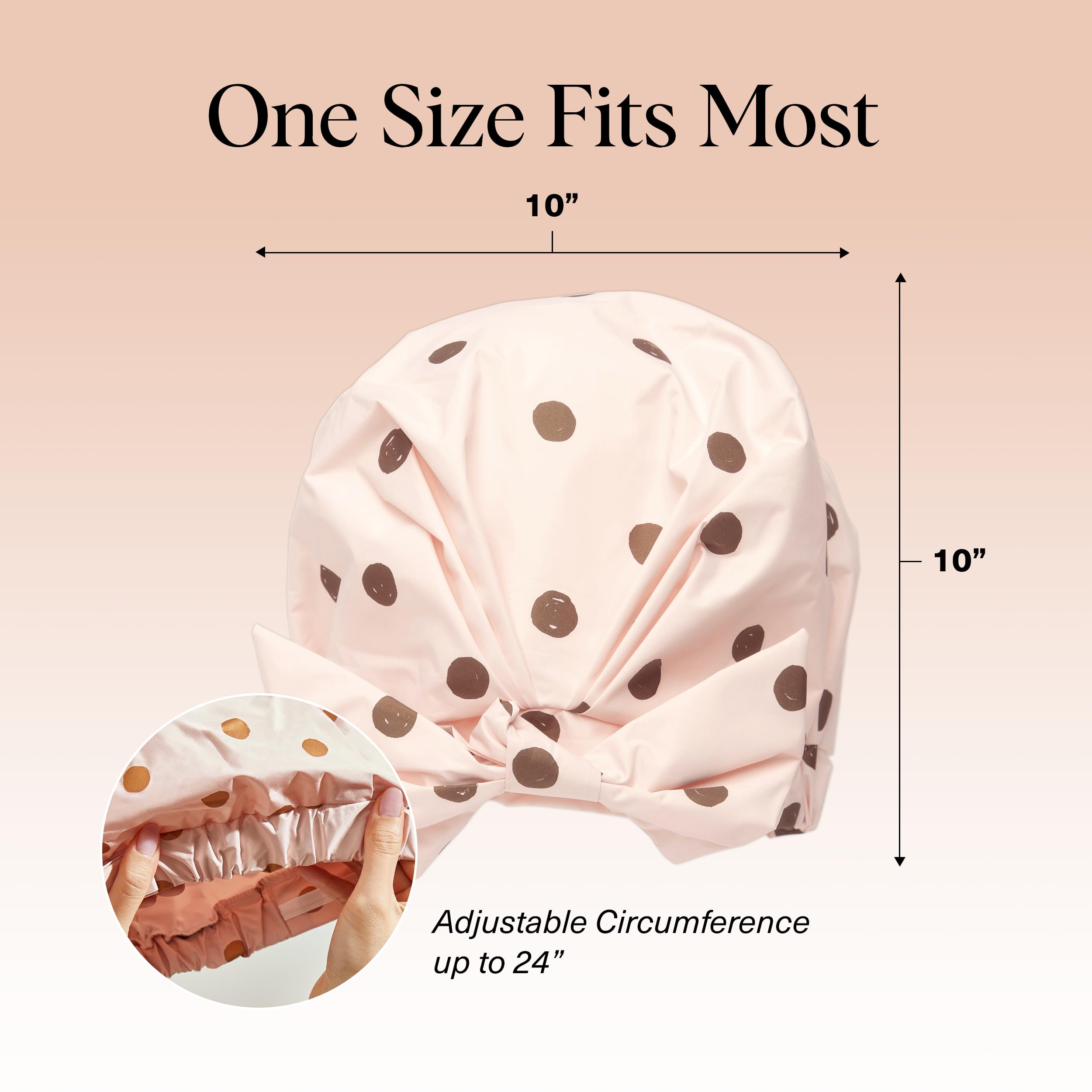 Kitsch gorro de ducha lujo Blush Dot, antideslizante para seguridad.