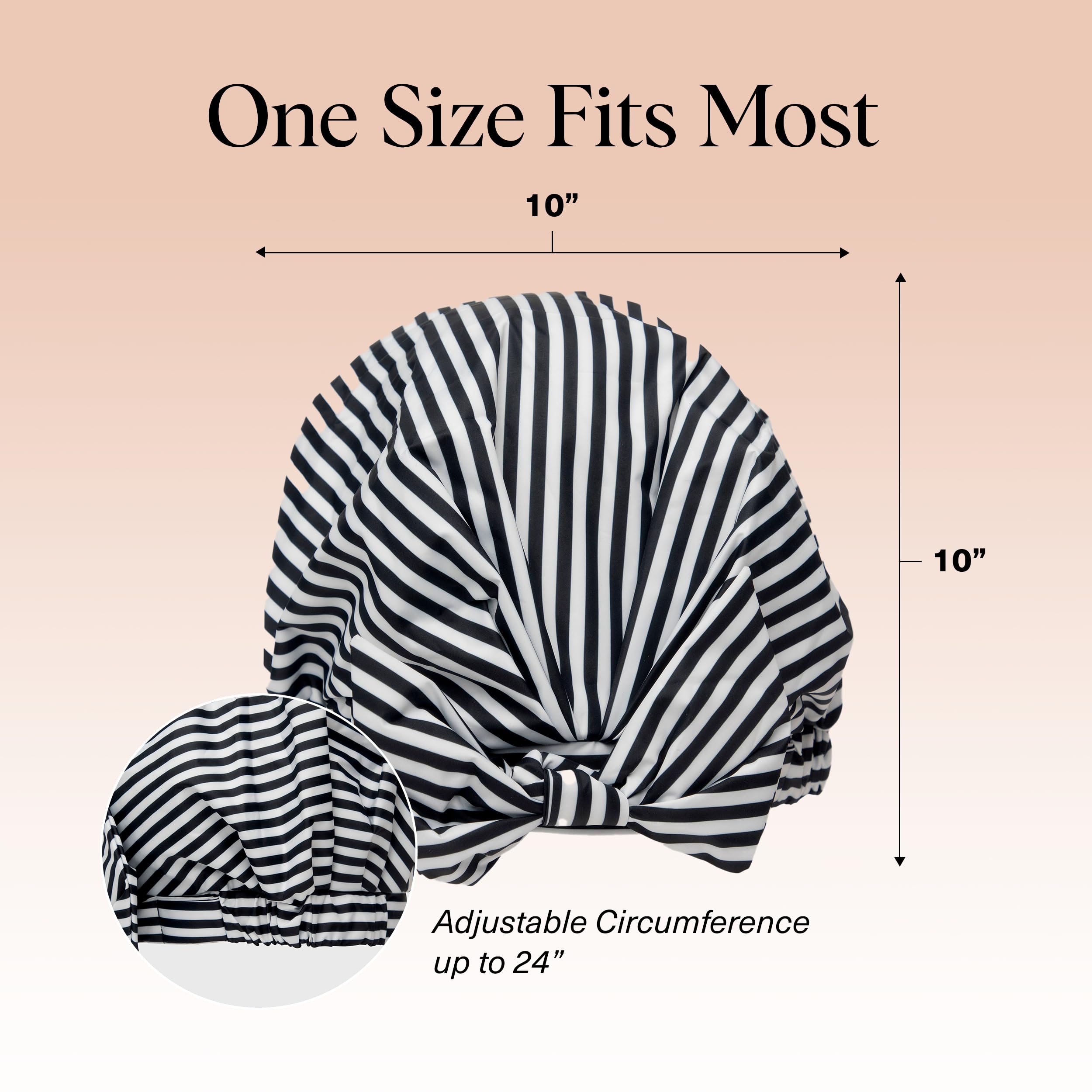 Kitsch luxury shower cap stripe waterproof fabric protects hairstyle