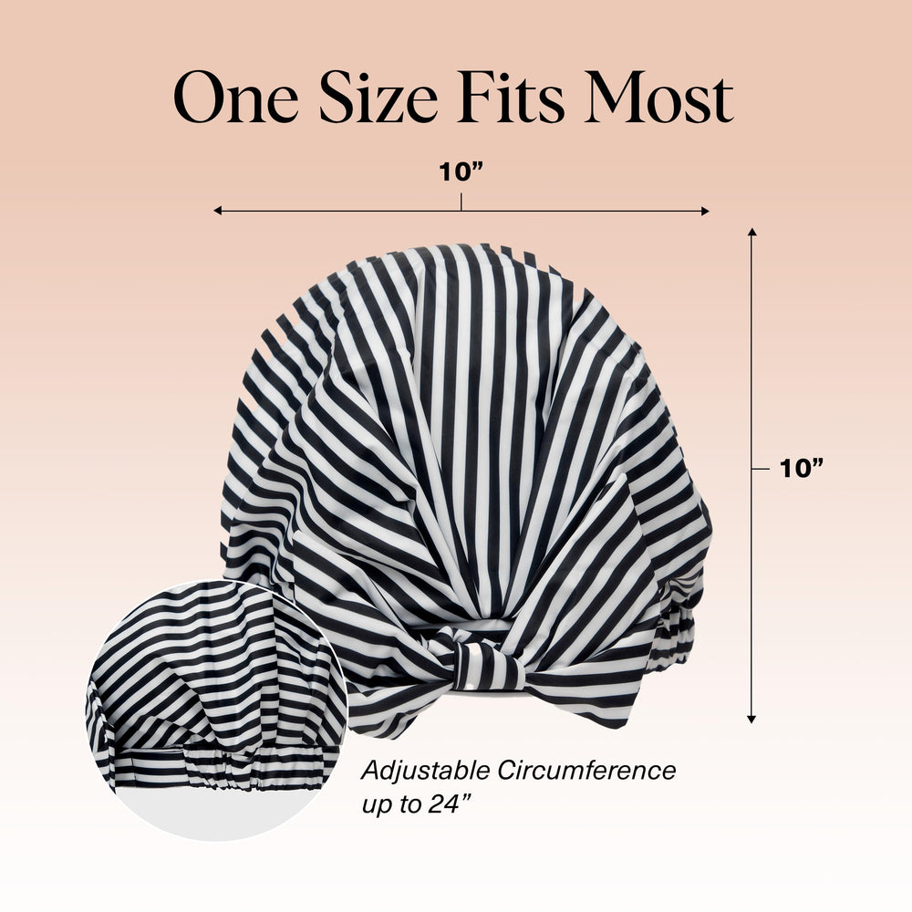 Kitsch luxury shower cap stripe waterproof fabric protects hairstyle