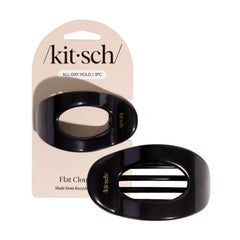Kitsch medium flat claw clip in black closeup for secure, smooth styling.