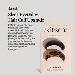Kitsch ponytail cuff in black creates a sleek, finished look with gentle grip.