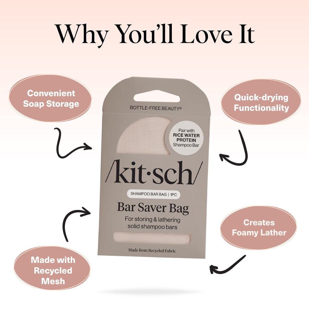 Kitsch mesh bag with quick-dry breathable fabric supports longer-lasting bars