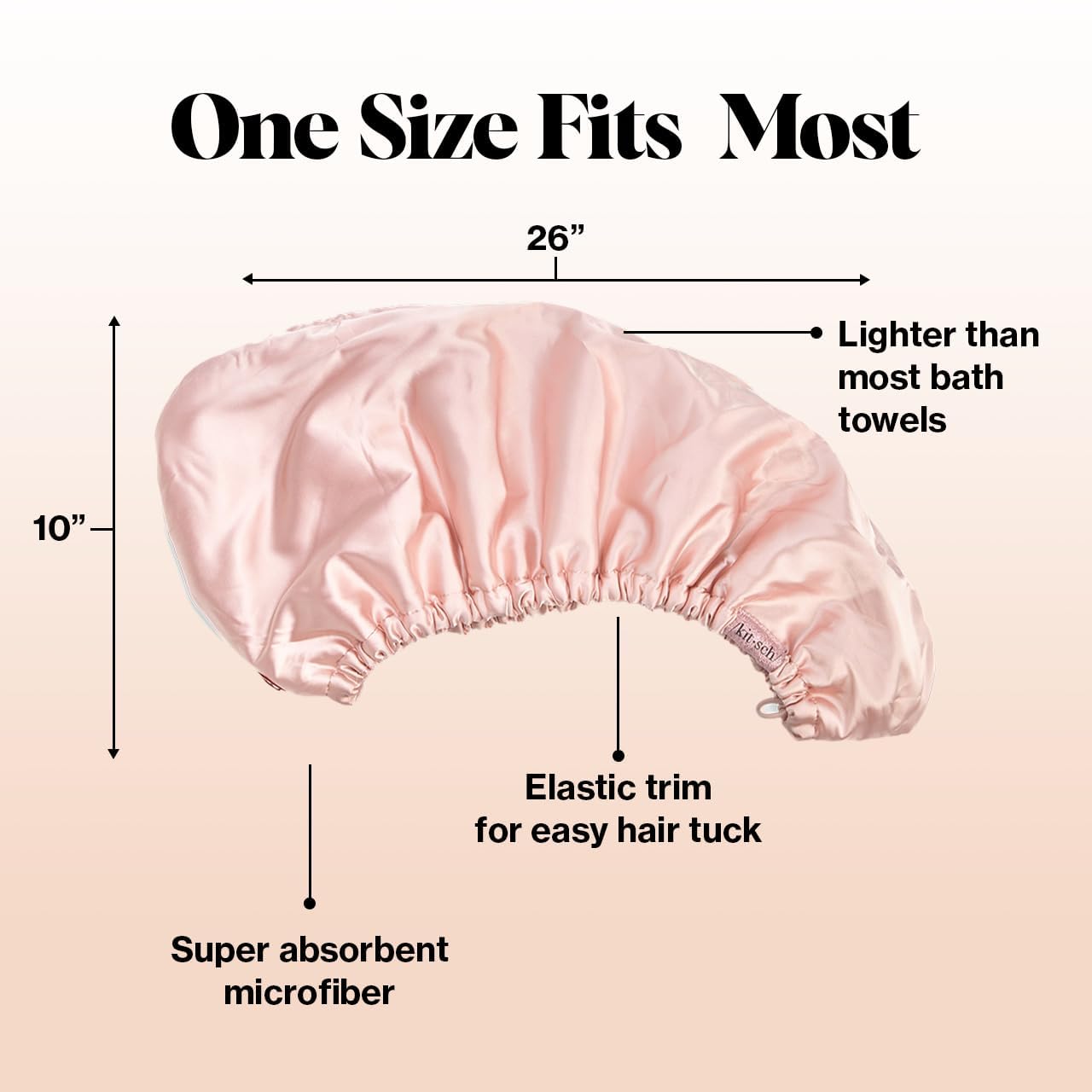 Kitsch microfiber hair towel wrap long-hair fit provides full coverage.