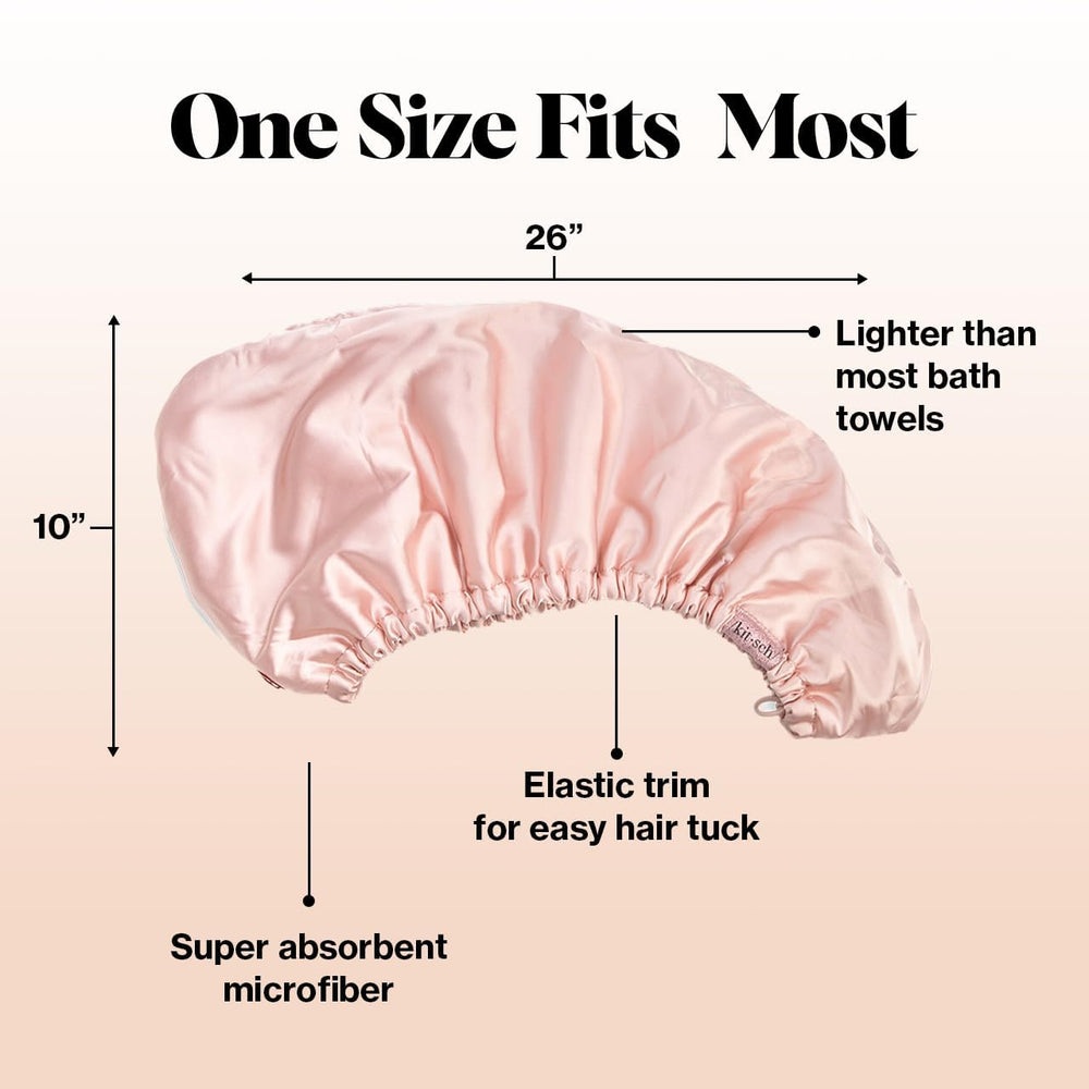 Kitsch microfiber hair towel wrap long-hair fit provides full coverage.