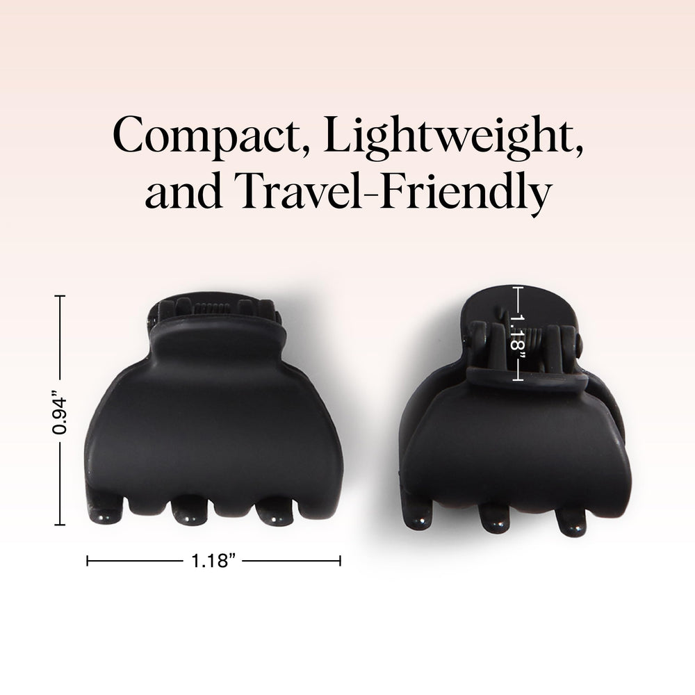 Kitsch mini claw clips in black offer durable, subtle styling for everyday wear.
