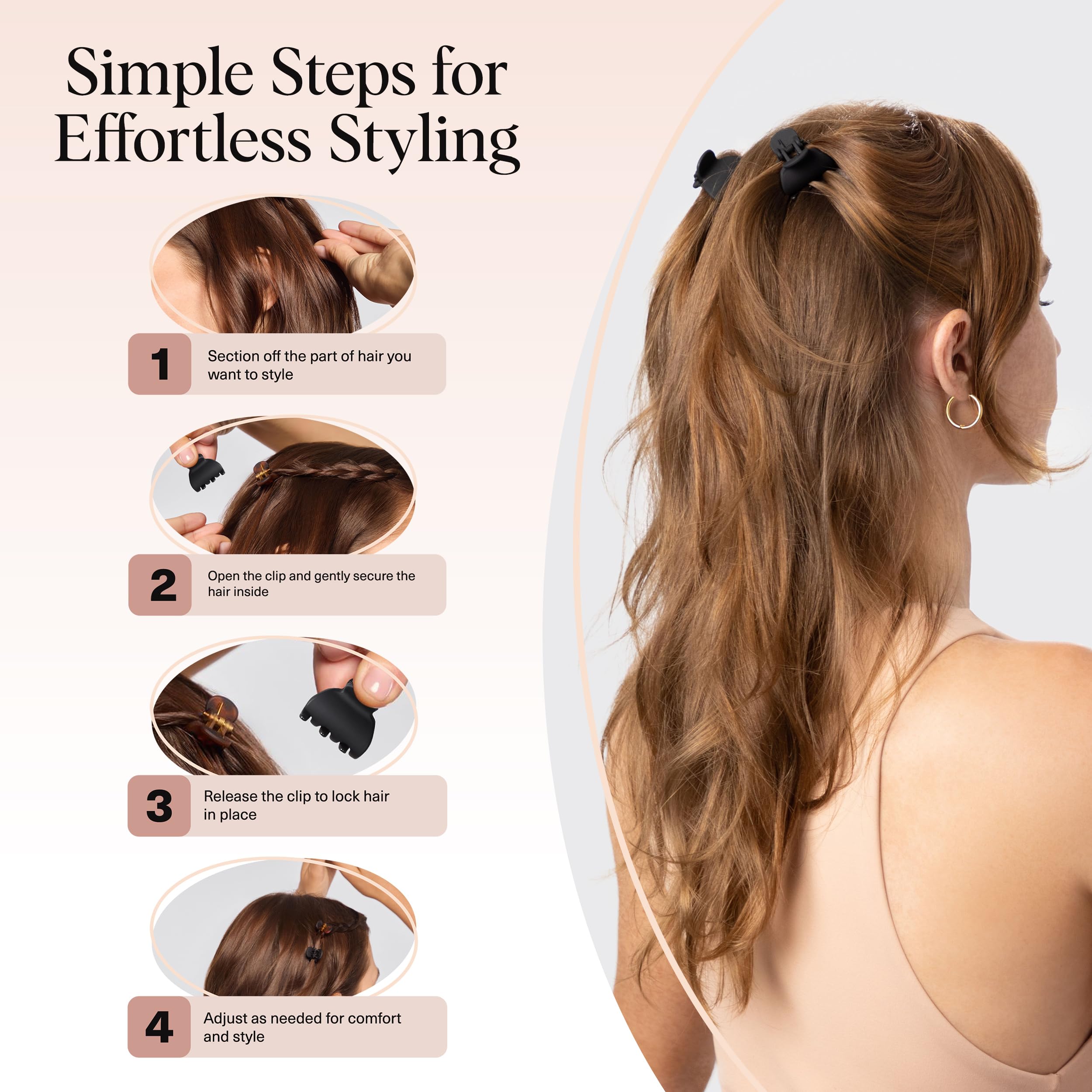 Kitsch mini claw clips add chic touch to women’s hairstyles.