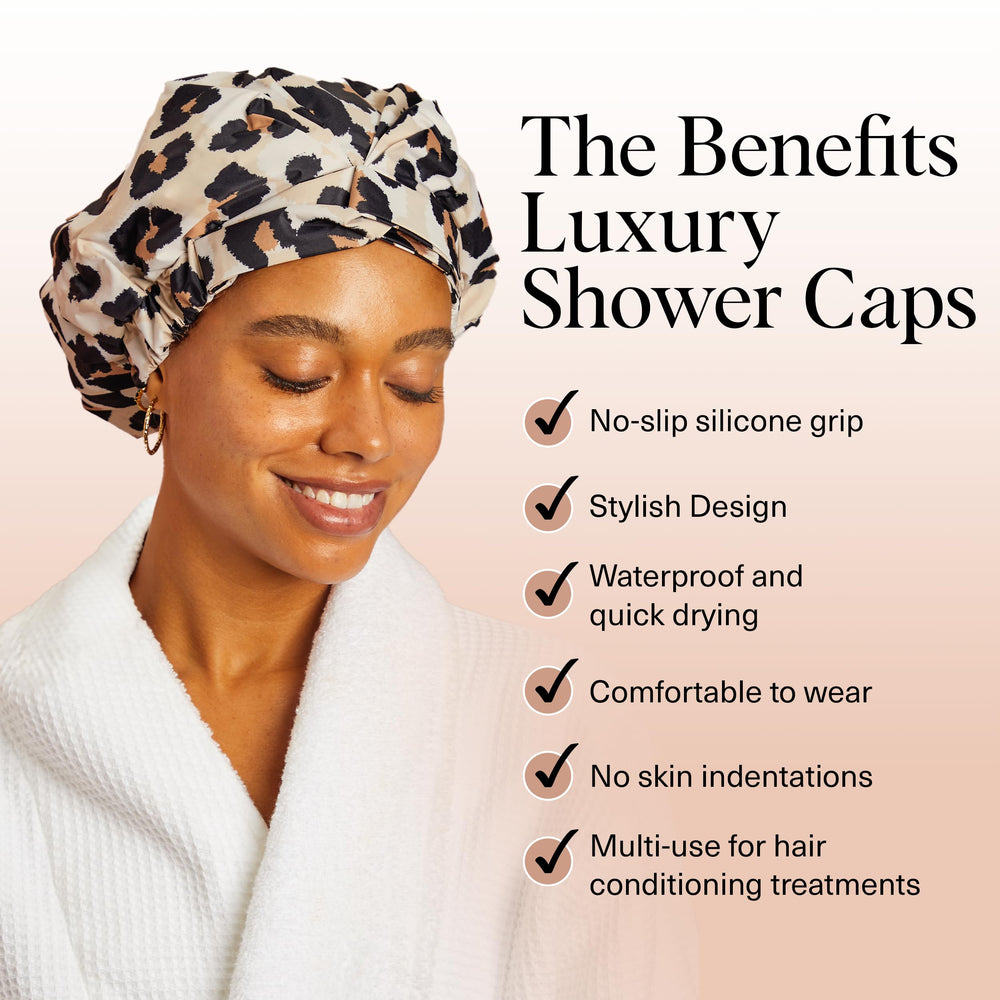 Kitsch non-slip silicone grip keeps the cap securely in place during showers