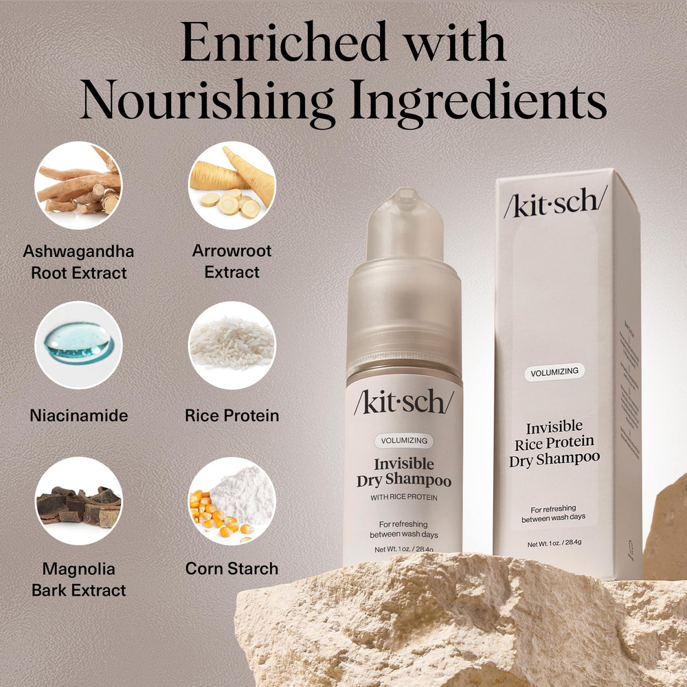 Kitsch scalp-nourishing formula with rice protein, niacinamide, ashwagandha delivers gentle care.