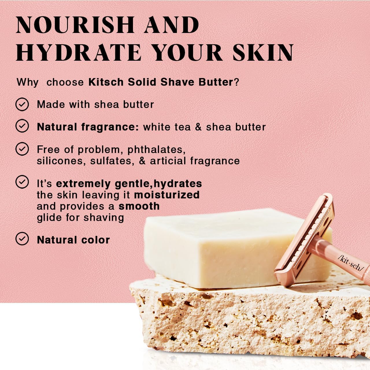 Kitsch nourishing soap bar ready for daily use and a close shave.