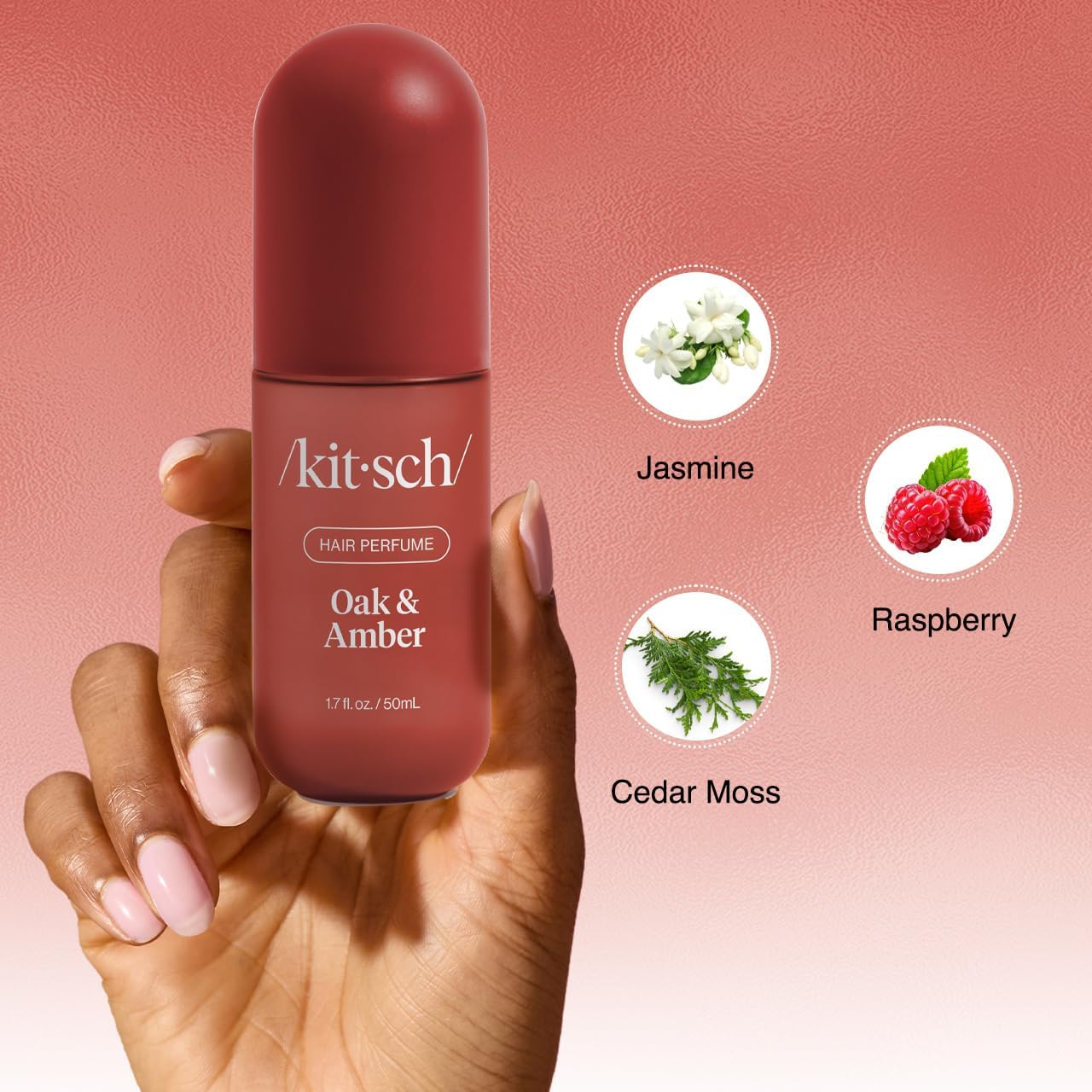 Kitsch Oak Amber travel size bottle, ideal for on-the-go refresh.