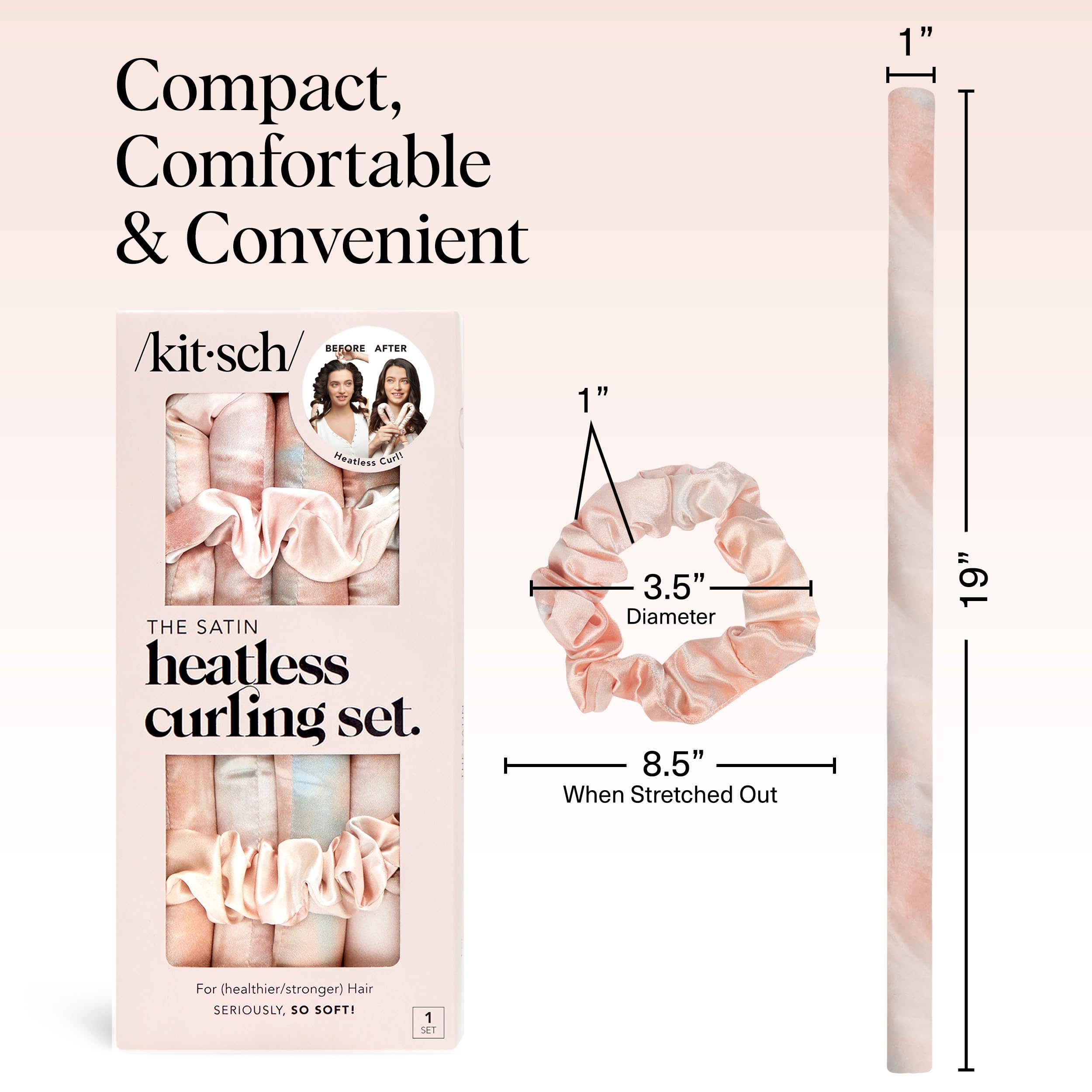 Kitsch premium design for durable, comfortable heatless styling