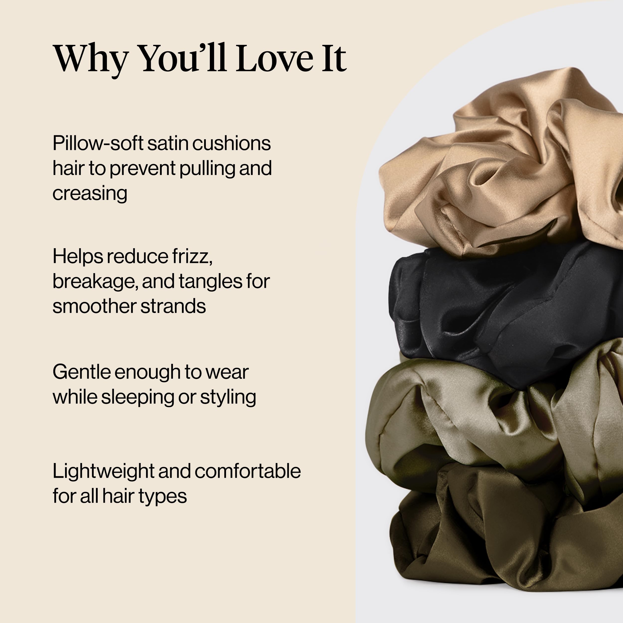 Kitsch Pillow Satin Scrunchies suitable for all hair types for secure wear