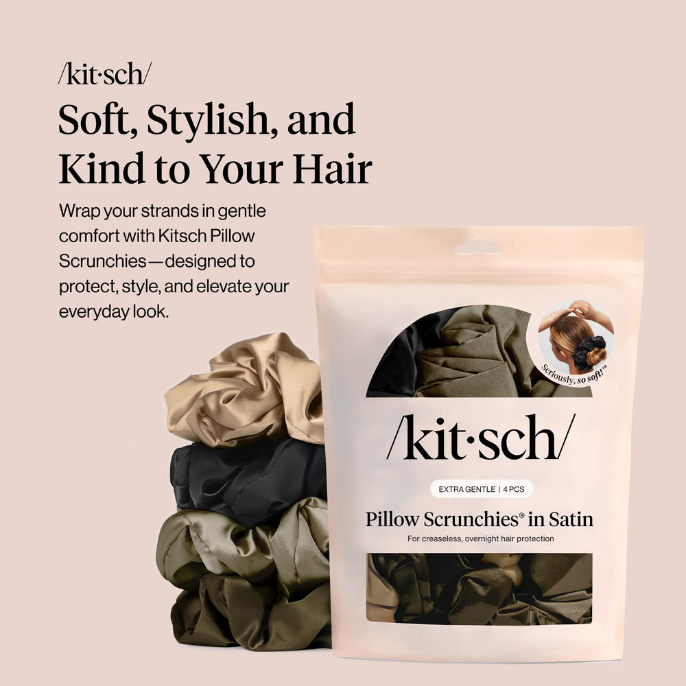 Kitsch Pillow Satin Scrunchies crease-less design prevents dents and keeps hair smooth
