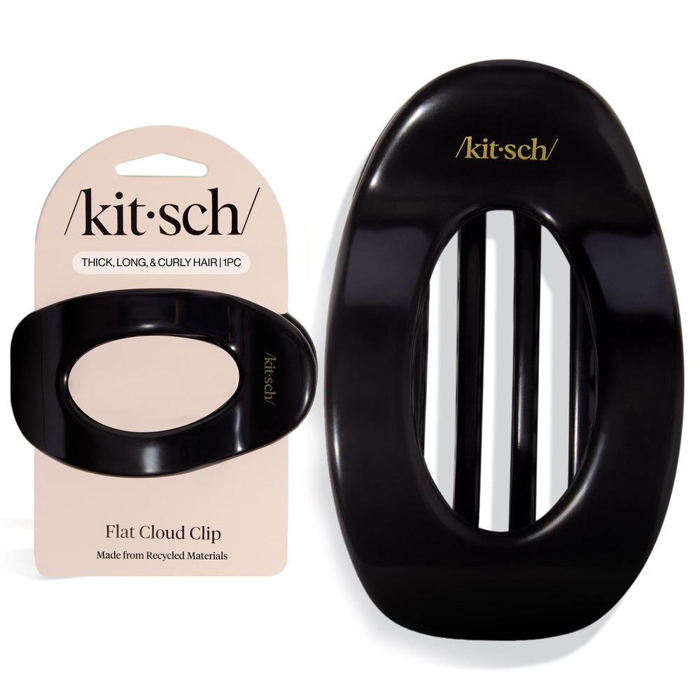 Kitsch pinza garra plana grande negra para peinados lisos y seguros