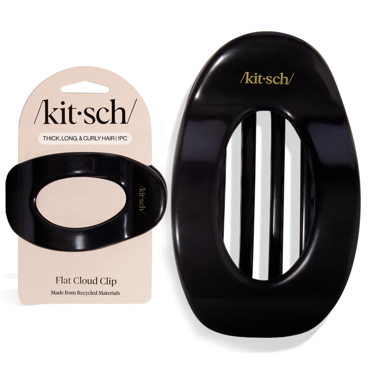 Kitsch pinza garra plana grande negra para peinados lisos y seguros