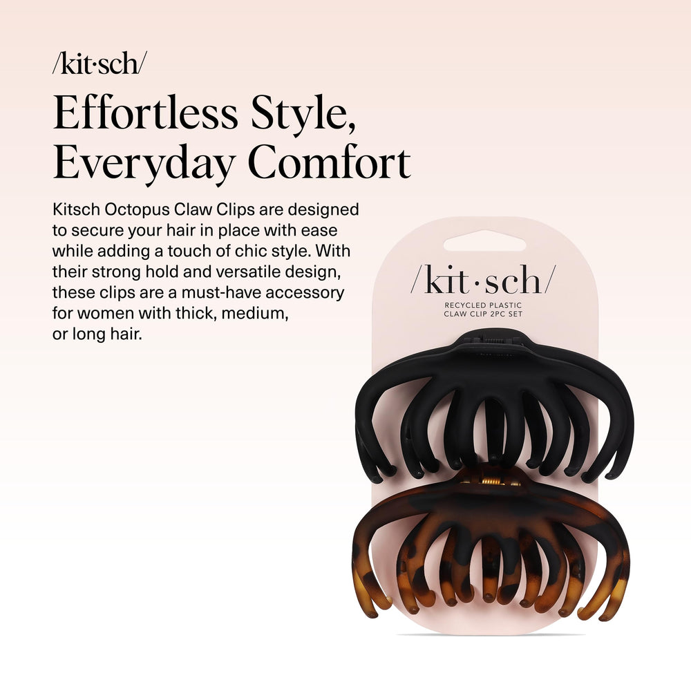 Kitsch pinza garra pulpo negra, ideal para moños rápidos en cabello grueso