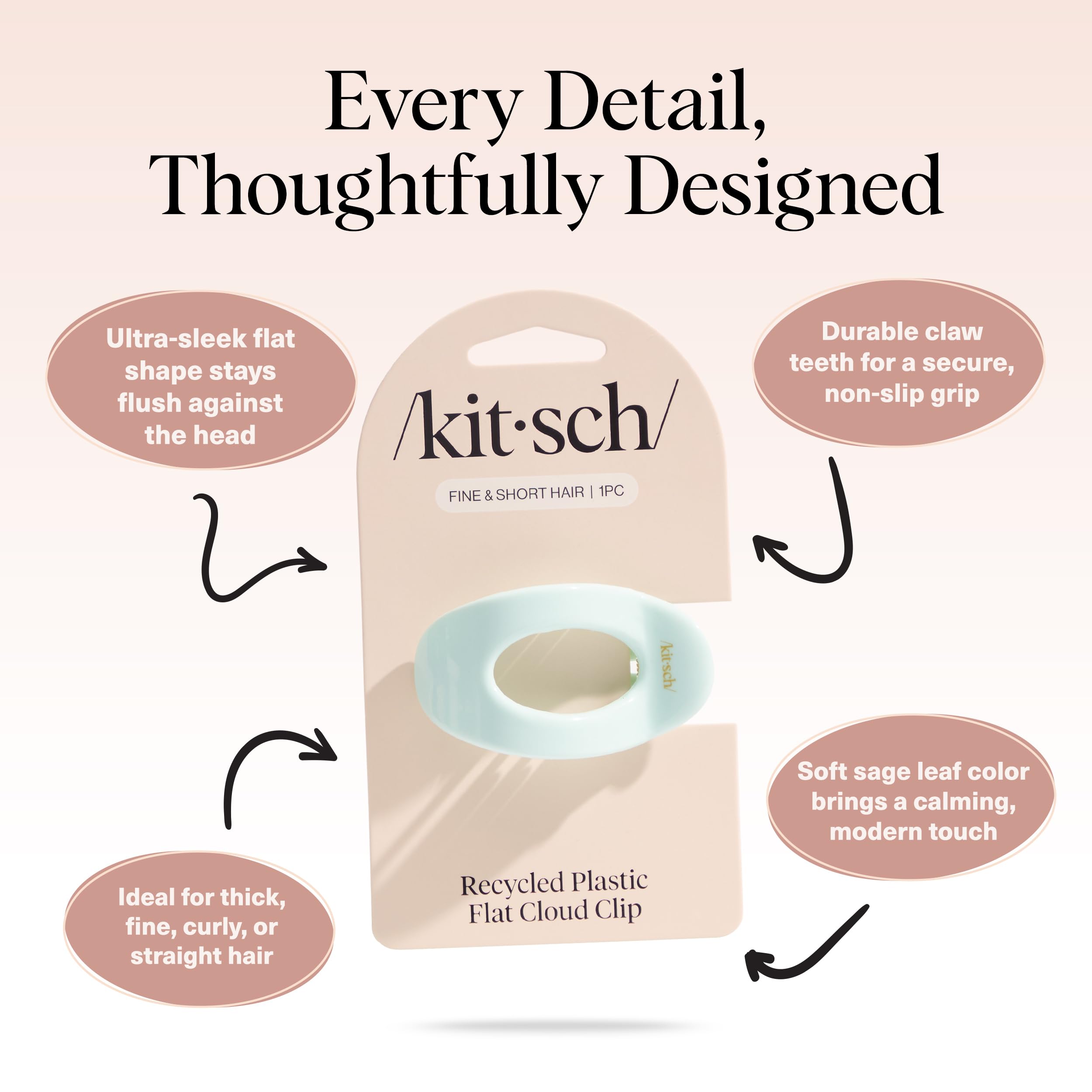 Pinza plana Kitsch acabado liso para peinados pulidos y discretos.