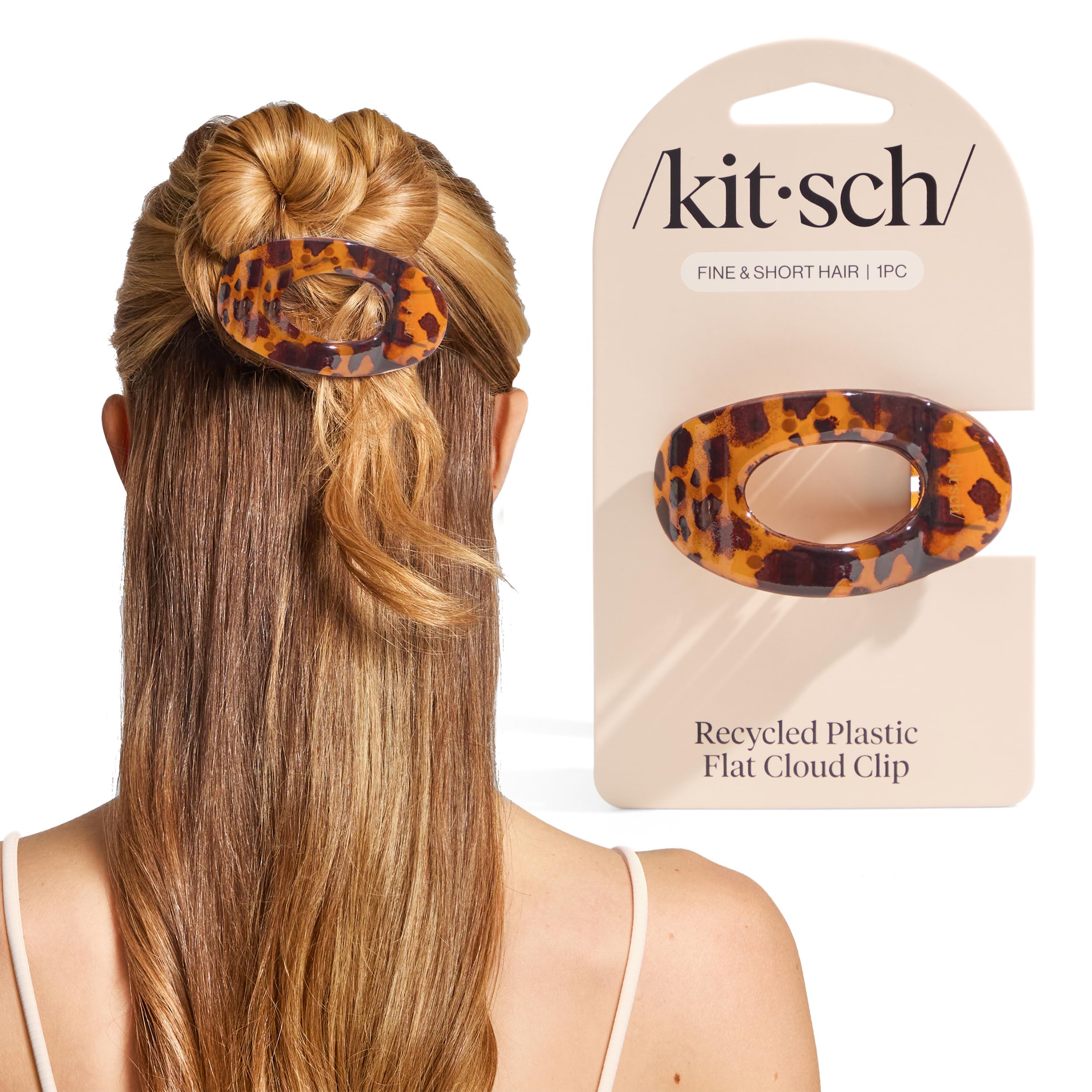 Pinza plana Kitsch con diseño tortuga para un acabado cómodo y pulido durante todo el día.