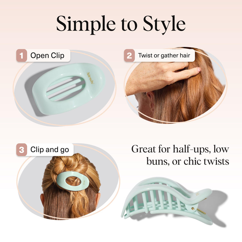 Pinza plana Kitsch para conducción, descanso cómodo sin marcas en el cabello.