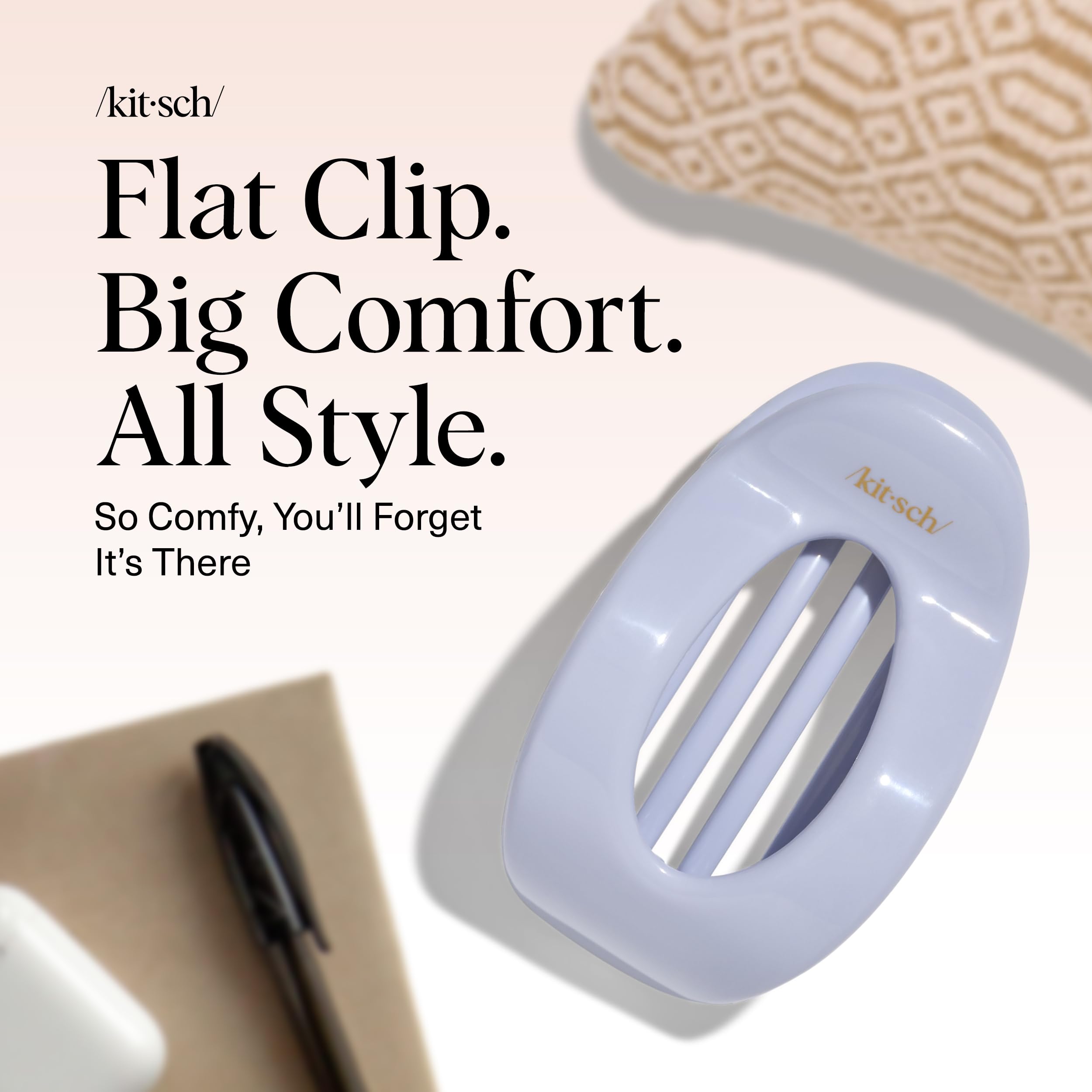 Kitsch pinza plana sujecion firme: ideal para cabello grueso o fino.