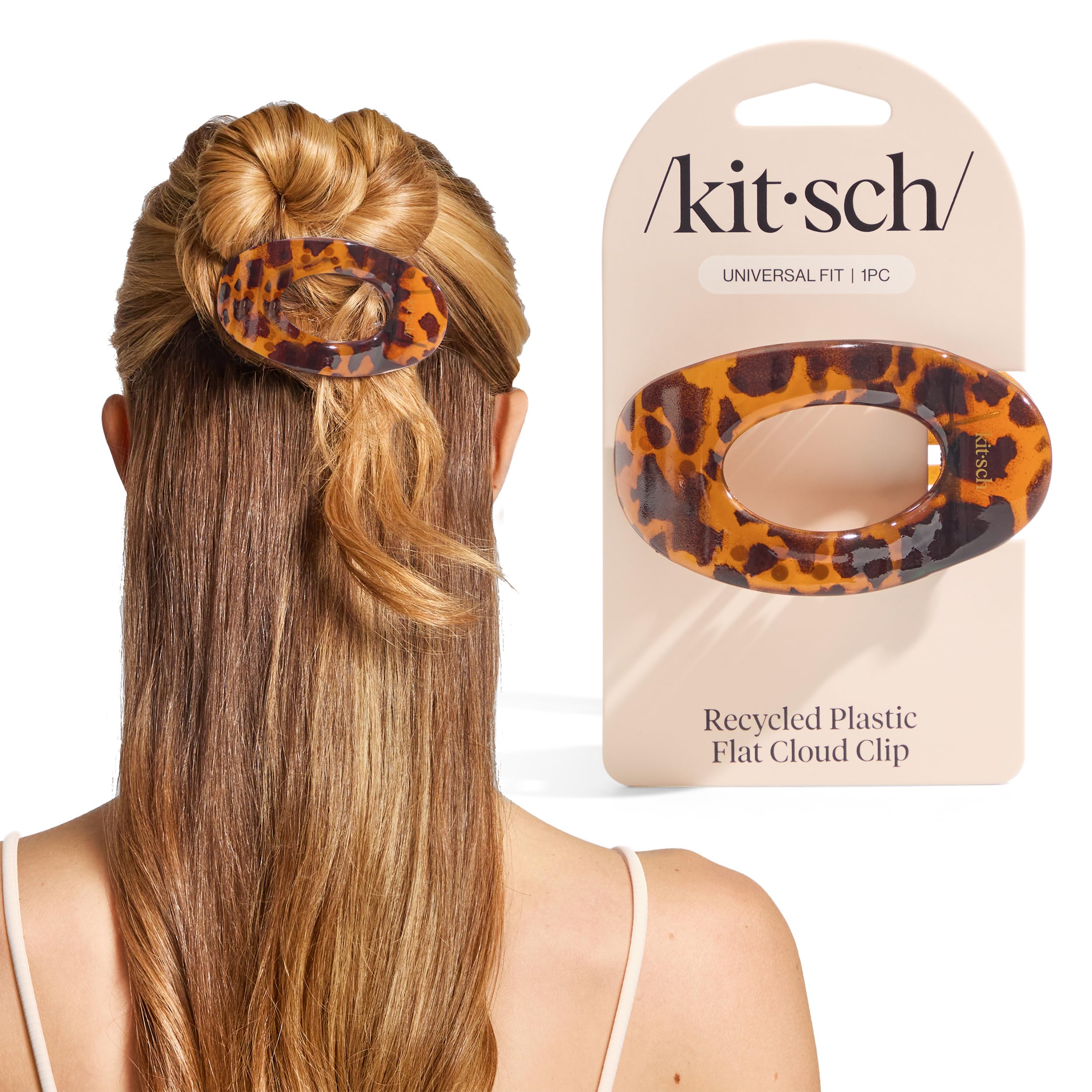 Kitsch pinza plana mediana con diseño tortuga para peinados duraderos