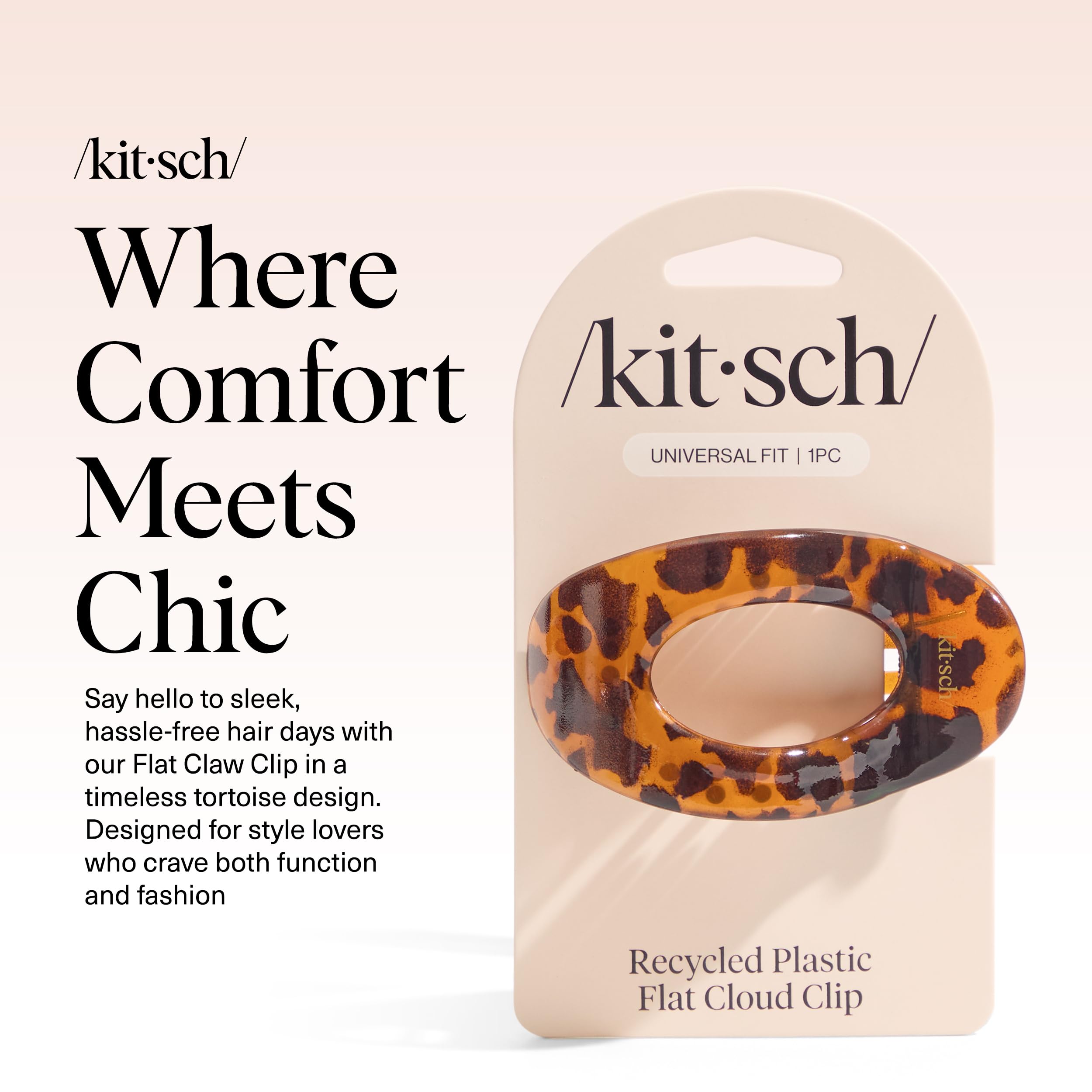 Kitsch pinza plana mediana tortuga con agarre firme para cabello diverso