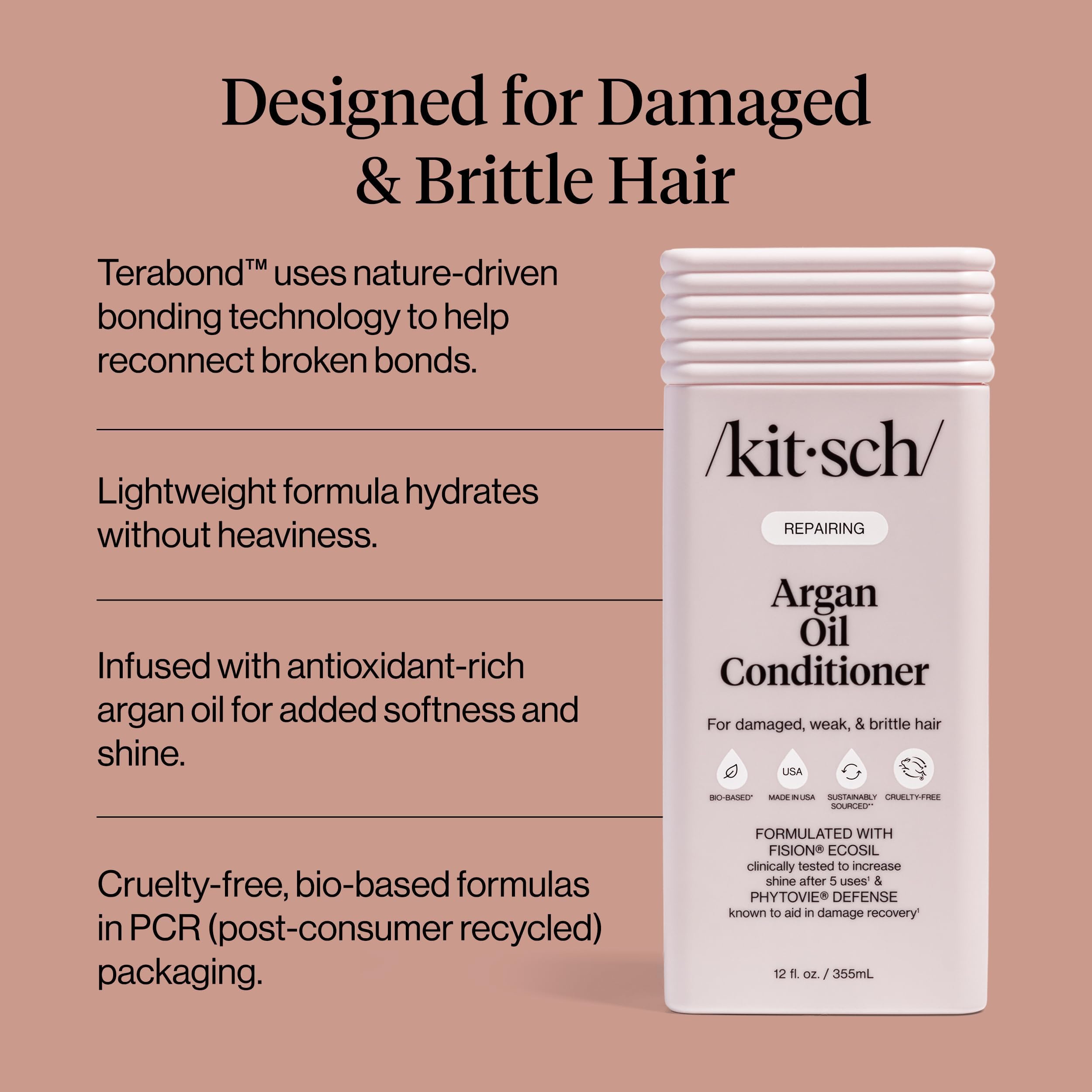 Kitsch Reparación Argán: brillo natural que realza la salud del cabello.