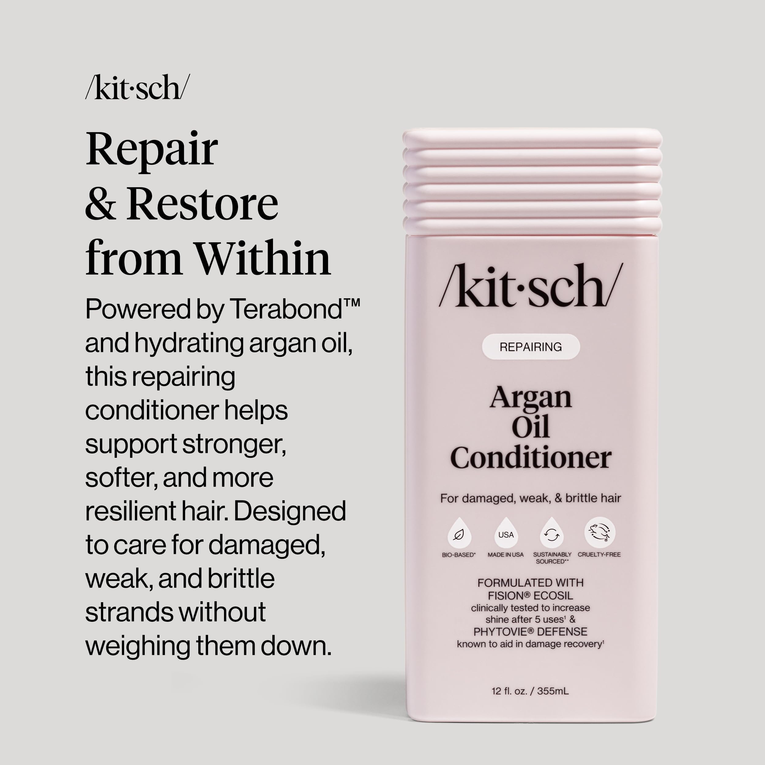 Kitsch Reparación Argán: reparación de enlaces para cabello más manejable.