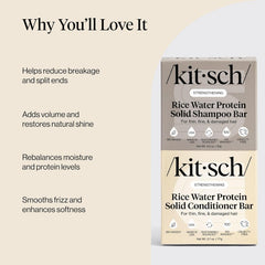 Kitsch Rice Water Conditioner Bar close-up shows protein-rich texture for stronger hair.