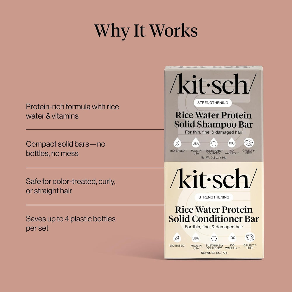 Kitsch Rice Water Shampoo Bar label highlights sulfate-free formula for sensitive scalp.