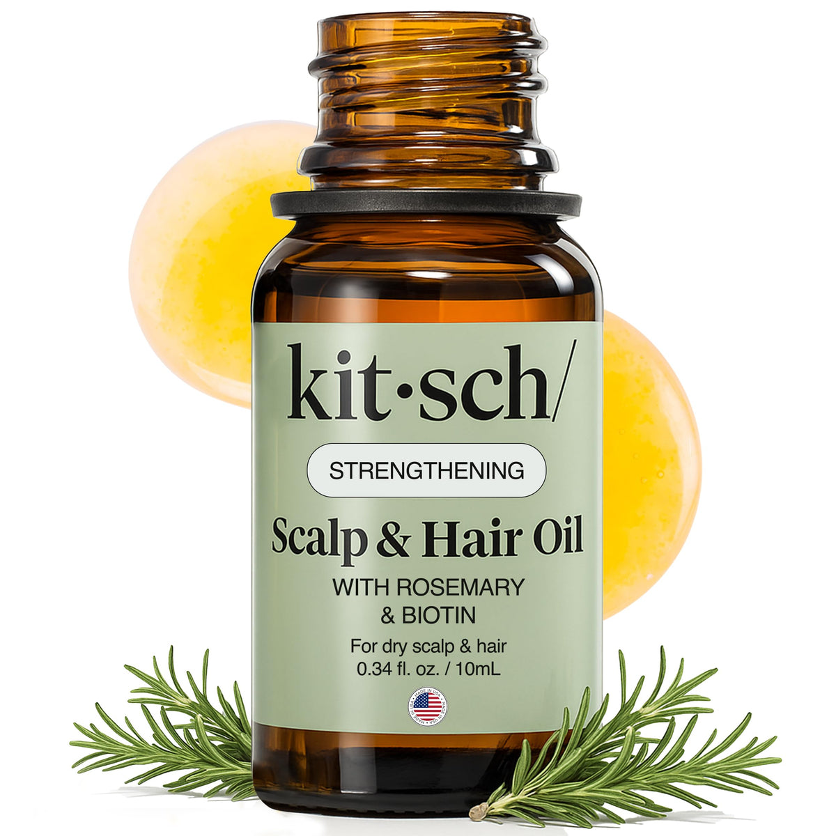 Kitsch rosemary oil bottle pour for pre-wash scalp nourishment.